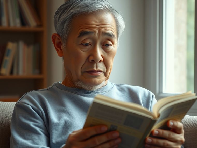 무언가를 떠올리려 애쓰는 시니어