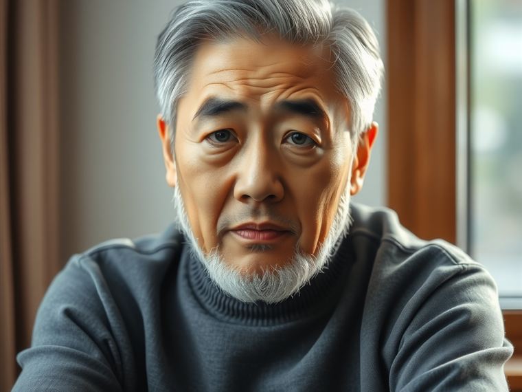 창가에서 생각에 잠긴 시니어