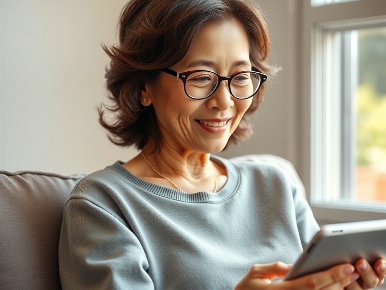 버스 정류장에서 버스를 기다리는 시니어