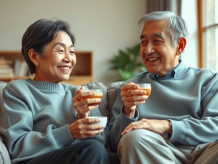 집 앞에 선 노부부